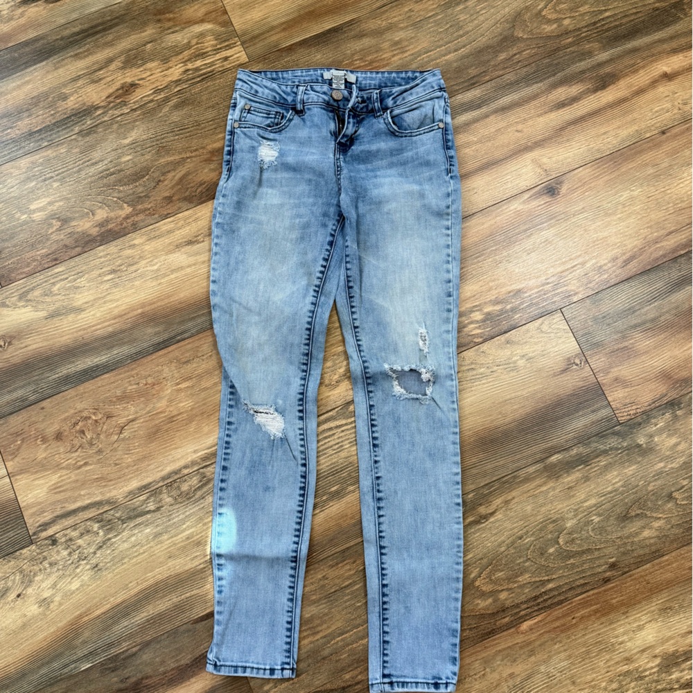 Refuge Light Blue Distressed Skinny Jeans